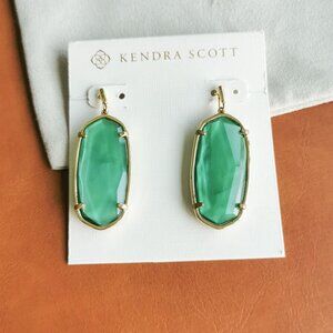Kendra Scott Faceted Elle Gold Jade Green Earrings Trendy